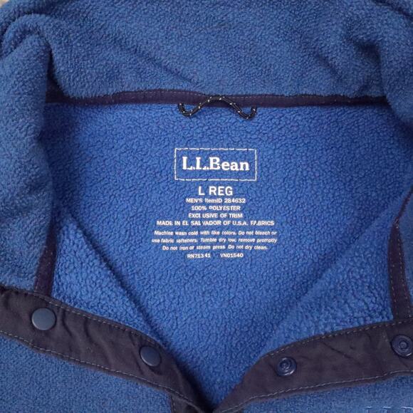 L.L.Bean Polartec Fleece Large Blue Long Sleeve 1/4 Snap Pullover Sweatshirt - Picture 5 of 12